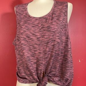 Women’s Sleeveless Knot-Front Tank Top - Pink Space-Dye